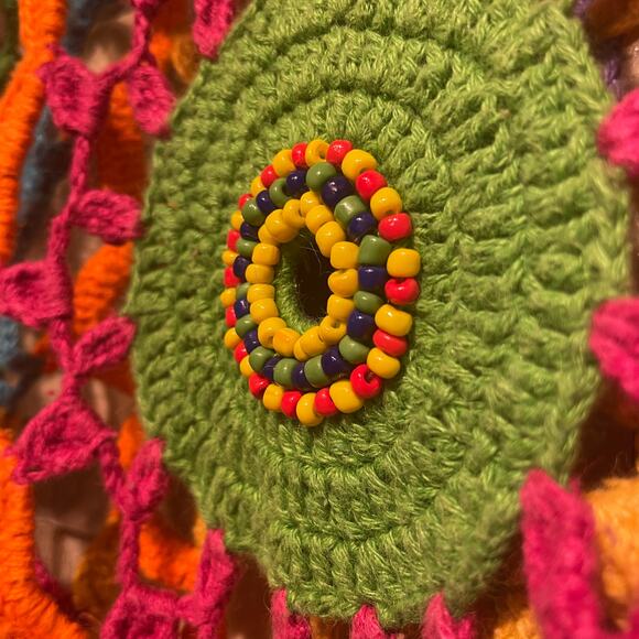 Vintage MY Beaded Crochet Top | Boho Festival Knit, Rainbow Mandala, Y2K (S-L) - Picture 4 of 7